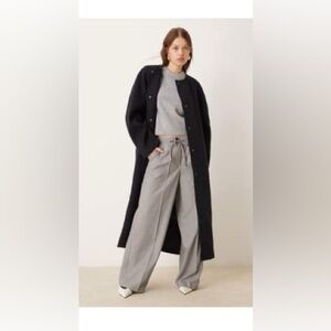 ASOS DESIGN collarless oversized chuck coat in navy